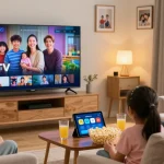 Profitez de l'expérience de visionnage avec atlas pro ontv dans un salon familial chaleureux.