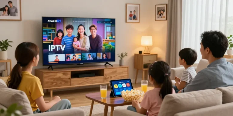 Profitez de l'expérience de visionnage avec atlas pro ontv dans un salon familial chaleureux.